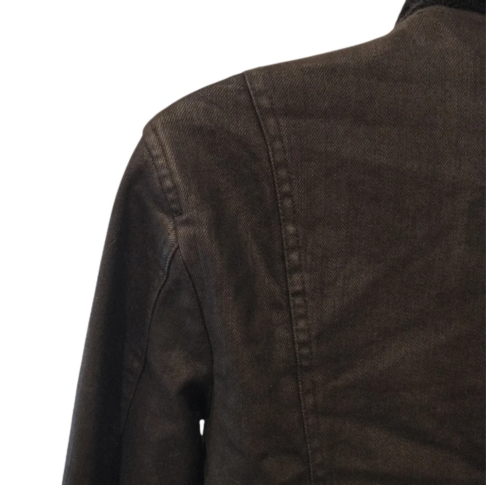 Free people black jacket coated denim front draped knit detail sz.0 - Picture 7 of 16